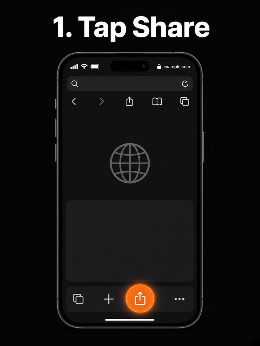 Safari toolbar with the Share button highlighted